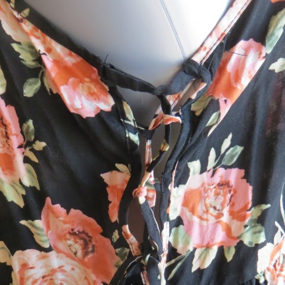 XXI Black with Orange Flower Spaghetti Strap Dress - Picture 5 of 8